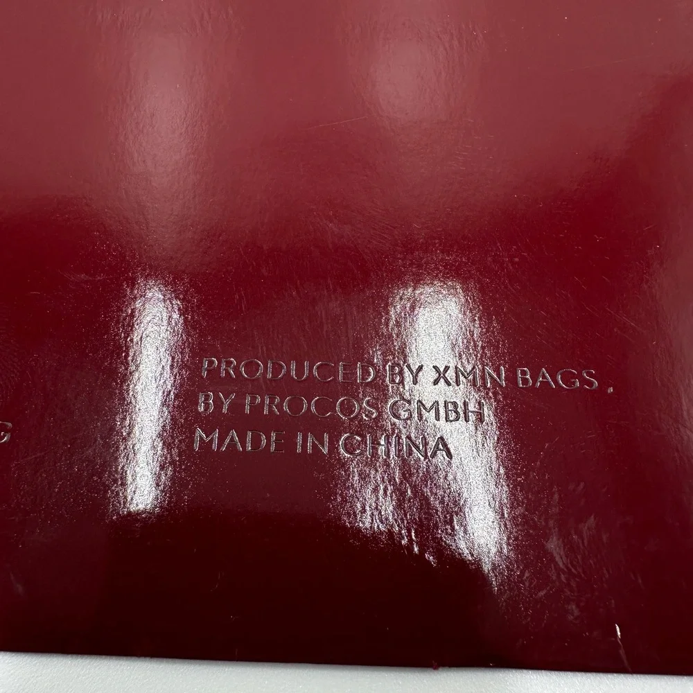Gucci Shopping Bag Large Burgundy Excellent Glossy Gift Tote Authentic